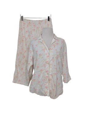 Lauren Ralph Lauren Floral Pajama Set Womens Size Medium Cottagecore Lightweight